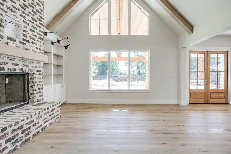 View from the living area toward the entry and side windows