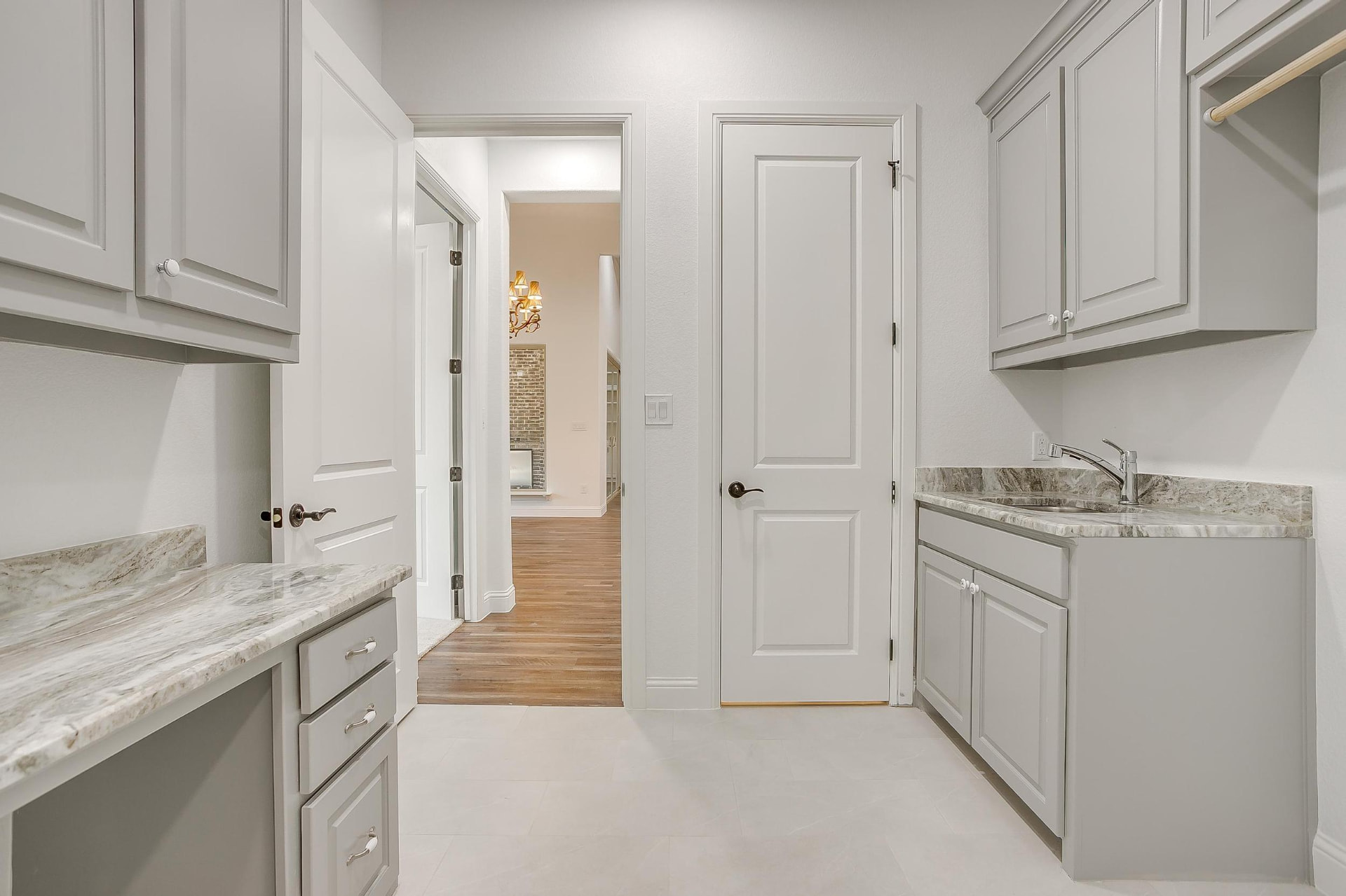 Laundry room looking back toward the hallway