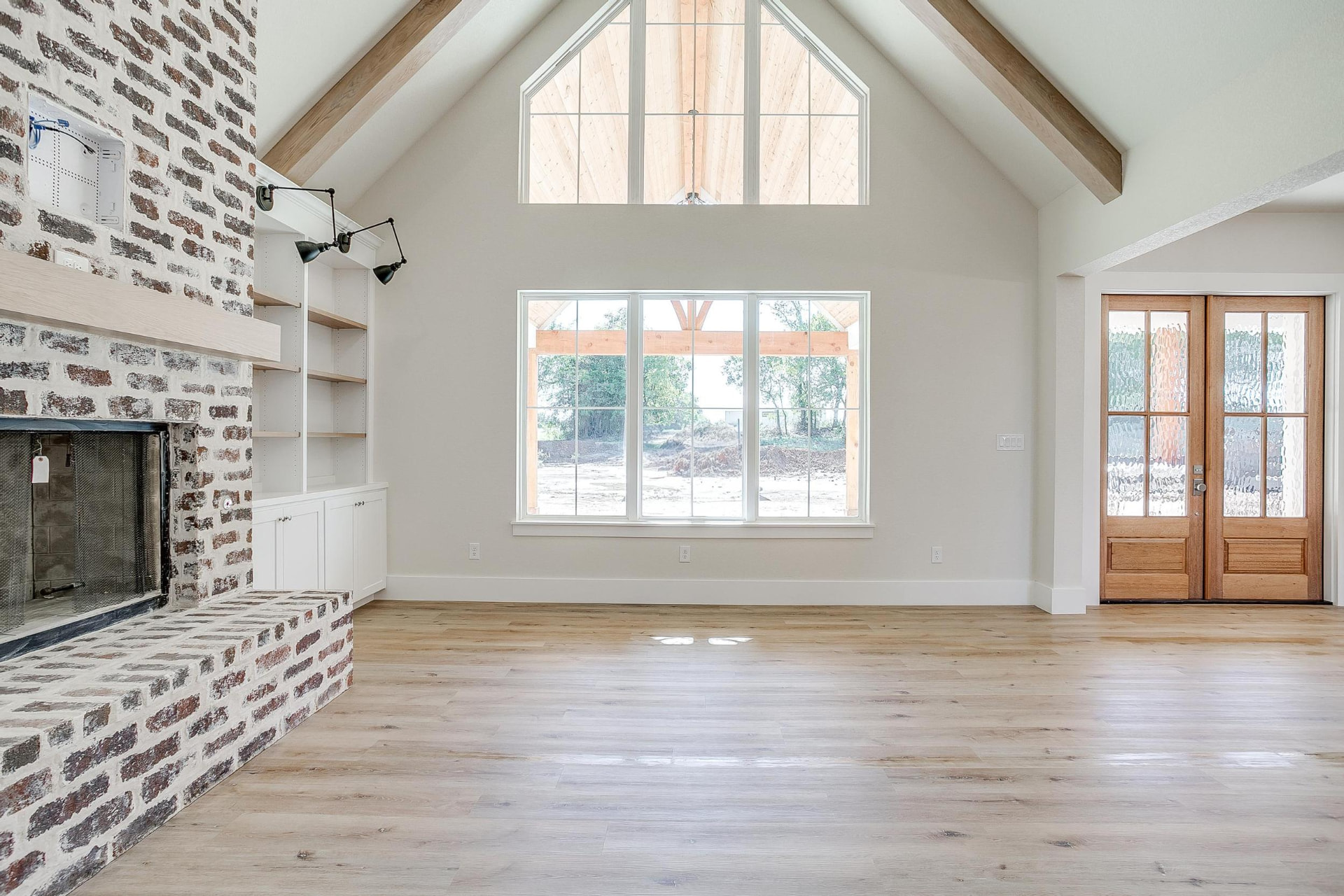 View from the living area toward the entry and side windows