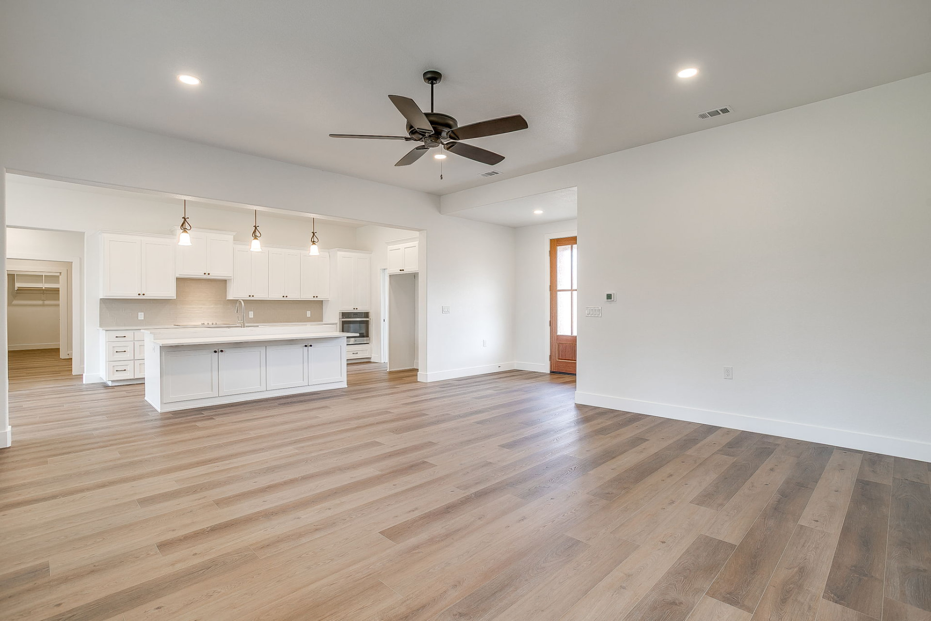 Kitchen and living room sightline in the open floor plan